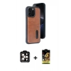 MARSİLYAN™- iPhone 15 Pro Max Kılıf Yörünge Işık Serisi - Siyah Buffer Cam Ekran Koruyucu + PVD Metal Kamera Lens - TU