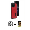 MARSİLYAN™- iPhone 15 Pro Max Kılıf Yörünge Işık Serisi - Siyah Buffer Cam Ekran Koruyucu + PVD Metal Kamera Lens - LT