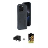 MARSİLYAN™- iPhone 15 Pro Max Kılıf Yörünge Işık Serisi - Siyah Buffer Cam Ekran Koruyucu + Raze Metal Kamera Lens - SH
