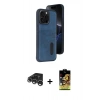 MARSİLYAN™- iPhone 15 Pro Max Kılıf Yörünge Işık Serisi - Siyah Buffer Cam Ekran Koruyucu + Raze Metal Kamera Lens - GS