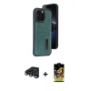 MARSİLYAN™- iPhone 15 Pro Max Kılıf Yörünge Işık Serisi - Siyah Buffer Cam Ekran Koruyucu + Raze Metal Kamera Lens - LT