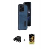 MARSİLYAN™- iPhone 15 Pro Max Kılıf Yörünge Işık Serisi - Siyah Buffer Cam Ekran Koruyucu + Raze Metal Kamera Lens - SH