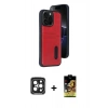 MARSİLYAN™- iPhone 15 Pro Max Kılıf Yörünge Işık Serisi - Siyah Buffer Cam Ekran Koruyucu + PVD Metal Kamera Lens - SH
