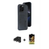 MARSİLYAN™- iPhone 15 Pro Max Kılıf Yörünge Işık Serisi - Siyah Buffer Cam Ekran Koruyucu + Raze Metal Kamera Lens - TMGI