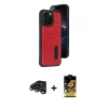 MARSİLYAN™- iPhone 15 Pro Max Kılıf Yörünge Işık Serisi - Siyah Buffer Cam Ekran Koruyucu + Raze Metal Kamera Lens - TMGI