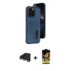 MARSİLYAN™- iPhone 15 Pro Max Kılıf Yörünge Işık Serisi - Siyah Buffer Cam Ekran Koruyucu + Raze Metal Kamera Lens - TMGI