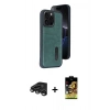 MARSİLYAN™- iPhone 15 Pro Max Kılıf Yörünge Işık Serisi - Siyah Buffer Cam Ekran Koruyucu + Raze Metal Kamera Lens - TMGI