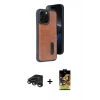 MARSİLYAN™- iPhone 15 Pro Max Kılıf Yörünge Işık Serisi - Siyah Buffer Cam Ekran Koruyucu + Raze Metal Kamera Lens - TMGI