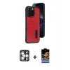 MARSİLYAN™- iPhone 15 Pro Max Kılıf Yörünge Işık Serisi - Siyah Buffer Hayalet Cam Ekran Koruyucu + PVD Metal Kamera Lens - GS