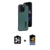 MARSİLYAN™- iPhone 15 Pro Max Kılıf Yörünge Işık Serisi - Siyah Buffer Hayalet Cam Ekran Koruyucu + PVD Metal Kamera Lens - TU