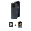 MARSİLYAN™- iPhone 15 Pro Max Kılıf Yörünge Işık Serisi - Siyah Buffer Hayalet Cam Ekran Koruyucu + PVD Metal Kamera Lens - GI