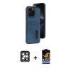 MARSİLYAN™- iPhone 15 Pro Max Kılıf Yörünge Işık Serisi - Siyah Buffer Hayalet Cam Ekran Koruyucu + PVD Metal Kamera Lens - GI