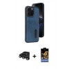 MARSİLYAN™- iPhone 15 Pro Max Kılıf Yörünge Işık Serisi - Siyah Buffer Hayalet Cam Ekran Koruyucu + Raze Metal Kamera Lens - TMGI
