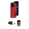 MARSİLYAN™- iPhone 15 Pro Max Kılıf Yörünge Işık Serisi - Siyah Buffer Hayalet Cam Ekran Koruyucu + Raze Metal Kamera Lens - LT