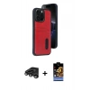 MARSİLYAN™- iPhone 15 Pro Max Kılıf Yörünge Işık Serisi - Siyah Buffer Hayalet Cam Ekran Koruyucu + Raze Metal Kamera Lens - TMGI