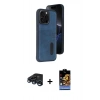 MARSİLYAN™- iPhone 15 Pro Max Kılıf Yörünge Işık Serisi - Siyah Buffer Hayalet Cam Ekran Koruyucu + Raze Metal Kamera Lens - LT