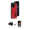MARSİLYAN™- iPhone 15 Pro Max Kılıf Yörünge Işık Serisi - Siyah Buffer Hayalet Cam Ekran Koruyucu + Raze Metal Kamera Lens - SH