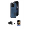 MARSİLYAN™- iPhone 15 Pro Max Kılıf Yörünge Işık Serisi - Siyah Buffer Hayalet Cam Ekran Koruyucu + Raze Metal Kamera Lens - SH