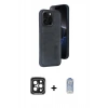 MARSİLYAN™- iPhone 15 Pro Max Kılıf Yörünge Işık Serisi - Siyah Joko Magic 5D Cam + PVD Metal Kamera Lens - SH