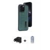 MARSİLYAN™- iPhone 15 Pro Max Kılıf Yörünge Işık Serisi - Siyah Joko Magic 5D Cam + Raze Metal Kamera Lens - SH