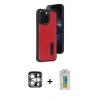 MARSİLYAN™- iPhone 15 Pro Max Kılıf Yörünge Işık Serisi - Siyah Polymer Nano Ekran Koruyucu + PVD Metal Kamera Lens - GS