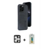 MARSİLYAN™- iPhone 15 Pro Max Kılıf Yörünge Işık Serisi - Siyah Polymer Nano Ekran Koruyucu + PVD Metal Kamera Lens - GS