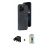 MARSİLYAN™- iPhone 15 Pro Max Kılıf Yörünge Işık Serisi - Siyah Polymer Nano Ekran Koruyucu + Siyah Raze Metal Kamera Lens