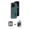 MARSİLYAN™- iPhone 15 Pro Max Kılıf Yörünge Işık Serisi - Siyah Vanessa Magic Cam + PVD Metal Kamera Lens - GS
