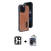 MARSİLYAN™- iPhone 15 Pro Max Kılıf Yörünge Işık Serisi - Siyah Vanessa Magic Cam + PVD Metal Kamera Lens - LT