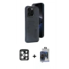 MARSİLYAN™- iPhone 15 Pro Max Kılıf Yörünge Işık Serisi - Siyah Vanessa Magic Cam + PVD Metal Kamera Lens - LT