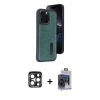 MARSİLYAN™- iPhone 15 Pro Max Kılıf Yörünge Işık Serisi - Siyah Vanessa Magic Cam + PVD Metal Kamera Lens - LT