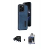 MARSİLYAN™- iPhone 15 Pro Max Kılıf Yörünge Işık Serisi - Siyah Vanessa Magic Cam + Lacivert Raze Metal Kamera Lens