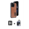 MARSİLYAN™- iPhone 15 Pro Max Kılıf Yörünge Işık Serisi - Siyah Vanessa Magic Cam + PVD Metal Kamera Lens - SH
