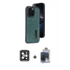 MARSİLYAN™- iPhone 15 Pro Max Kılıf Yörünge Işık Serisi - Siyah Vanessa Magic Cam + PVD Metal Kamera Lens - SH