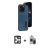 MARSİLYAN™- iPhone 15 Pro Max Kılıf Yörünge Işık Serisi - Siyah Vanessa Magic Hayalet Cam + PVD Metal Kamera Lens - GS