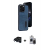 MARSİLYAN™- iPhone 15 Pro Max Kılıf Yörünge Işık Serisi - Siyah Vanessa Magic Hayalet Cam + Raze Metal Kamera Lens - LT