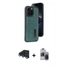 MARSİLYAN™- iPhone 15 Pro Max Kılıf Yörünge Işık Serisi - Siyah Vanessa Magic Hayalet Cam + Raze Metal Kamera Lens - LT