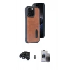 MARSİLYAN™- iPhone 15 Pro Max Kılıf Yörünge Işık Serisi - Siyah Vanessa Magic Hayalet Cam + Raze Metal Kamera Lens - LT