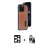 MARSİLYAN™- iPhone 15 Pro Max Kılıf Yörünge Işık Serisi - Siyah Vanessa Magic Hayalet Cam + PVD Metal Kamera Lens - LT