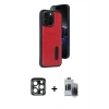 MARSİLYAN™- iPhone 15 Pro Max Kılıf Yörünge Işık Serisi - Siyah Vanessa Magic Hayalet Cam + PVD Metal Kamera Lens - LT