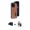 MARSİLYAN™- iPhone 15 Pro Max Kılıf Yörünge Işık Serisi - Siyah Vanessa Magic Hayalet Cam + Raze Metal Kamera Lens - SH
