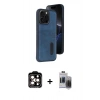 MARSİLYAN™- iPhone 15 Pro Max Kılıf Yörünge Işık Serisi - Siyah Vanessa Magic Hayalet Cam + Turuncu PVD Metal Kamera Lens