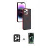 MARSİLYAN™- iPhone 15 Pro Max Kılıf Yörünge Klasik - Şeffaf 360 Full Body Arka Koruyucu + PVD Metal Kamera Lens - SH