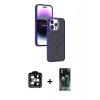 MARSİLYAN™- iPhone 15 Pro Max Kılıf Yörünge Klasik - Şeffaf 360 Full Body Arka Koruyucu + PVD Metal Kamera Lens - TU