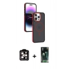 MARSİLYAN™- iPhone 15 Pro Max Kılıf Yörünge Klasik - Şeffaf 360 Full Body Arka Koruyucu + PVD Metal Kamera Lens - TU