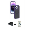 MARSİLYAN™- iPhone 15 Pro Max Kılıf Yörünge Klasik - Şeffaf Pasifik Cam Ekran Koruyucu + Raze Metal Kamera Lens - LT