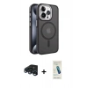 MARSİLYAN™- iPhone 15 Pro Max Kılıf Yörünge Klasik - Şeffaf Pasifik Cam Ekran Koruyucu + Raze Metal Kamera Lens - LT