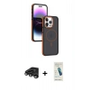 MARSİLYAN™- iPhone 15 Pro Max Kılıf Yörünge Klasik - Şeffaf Pasifik Cam Ekran Koruyucu + Raze Metal Kamera Lens - TMGI