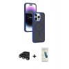 MARSİLYAN™- iPhone 15 Pro Max Kılıf Yörünge Klasik - Şeffaf Pasifik Cam Ekran Koruyucu + Raze Metal Kamera Lens - TMGI