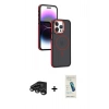 MARSİLYAN™- iPhone 15 Pro Max Kılıf Yörünge Klasik - Şeffaf Pasifik Cam Ekran Koruyucu + Raze Metal Kamera Lens - TMGI